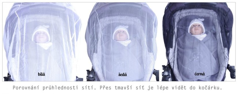 Sieť proti hmyzu na kočík - šedá